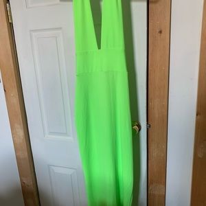 Neon green halter dress